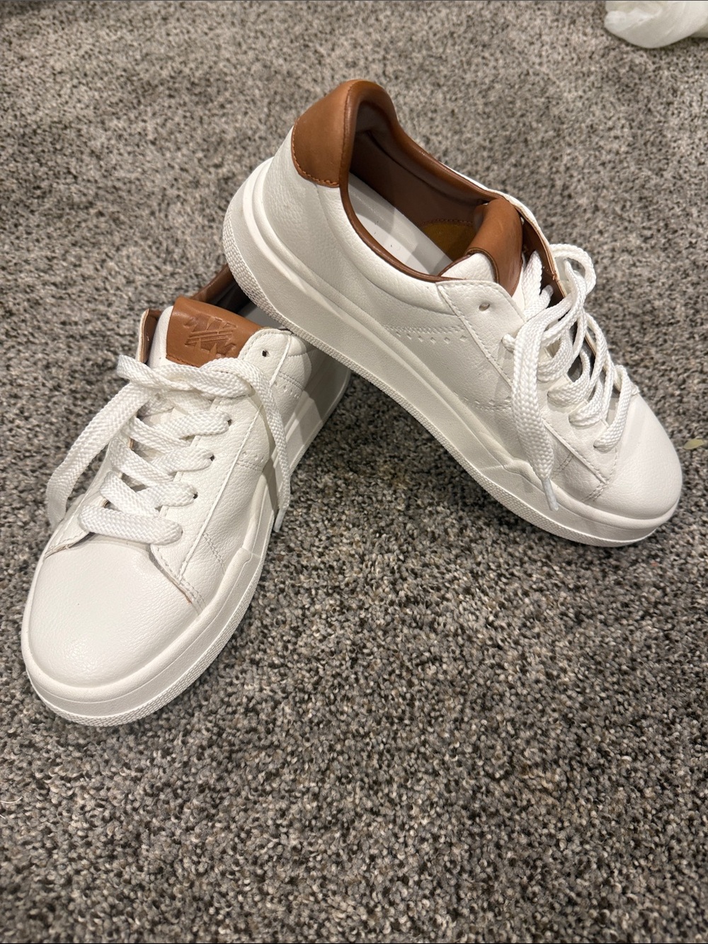 Steve Madden White Sneakers with Brown Accents